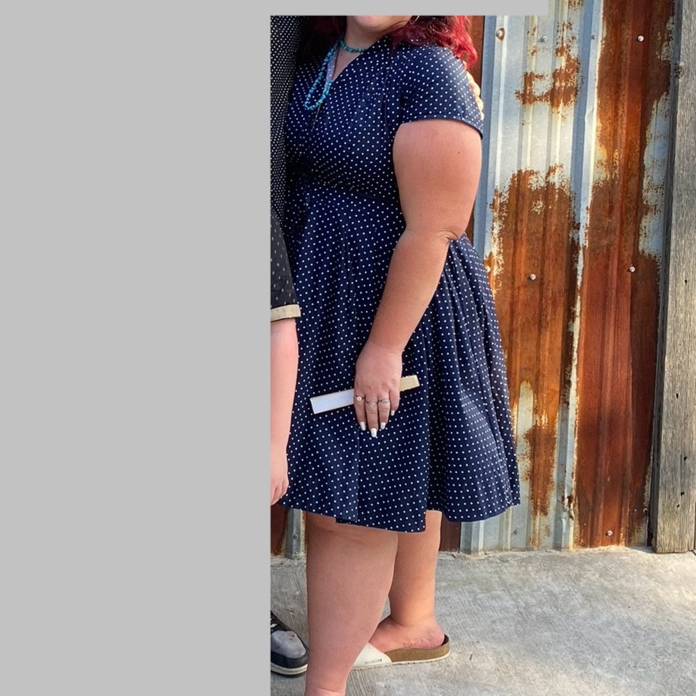 Woman Within Navy Polka Dot Midi Dress